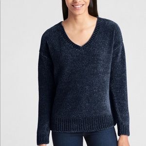 GAP V-neck Chenille Navy Sweater